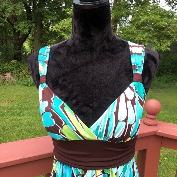 Speechless Floral Blue Summer Sleeveless Tank Midi Dress, Small - Picture 3 of 8